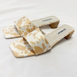 Caverly Murray Mule Tan and White Spotted Cow Print Slide On Anthropologie 41